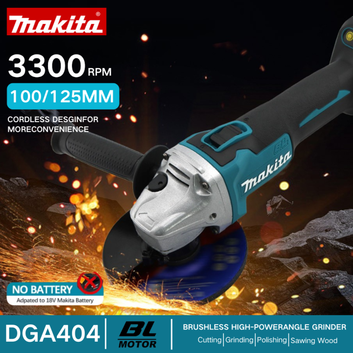 Makita 18V DGA404 Brushless Electric Angle Grinder 125mm Cordless Grinder Metal Wood Grinding Polishing Cutting Power Tool