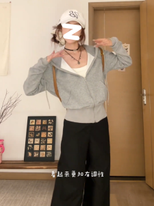 เสื้อสเวตเตอร์มีฮู้ดแขนยาวสั้นสไตล์ย้อนยุค ทรงหลวม สำหรับผู้หญิงไซส์ใหญ่ ฤดูใบไม้ร่วง 2025 เสื้อคลุมกันหนาวแบบสวมหัว