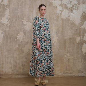 New Chinese Minimalist Y84 Slimming Robe Loose Long Sleeve Artistic Retro Dress Elegant Atmosphere Ultra-long Minimalist Long Dress