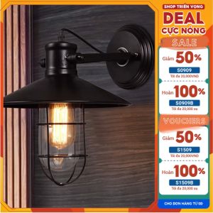 Đèn gắn tường trang trí cổ điển đèn gắn tường trang trí nội thất lồng sắt gắn tường vintage + bóng LED Edison ST64 4W - 08520027