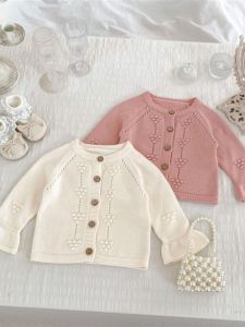 ฤดูใบไม้ร่วง ทารกแรกเกิด เด็กทารก เสื้อสเวตเตอร์ถัก เสื้อแจ็คเก็ต เสื้อผ้าเด็กผู้หญิงแขนยาว หวาน สไตล์เกาหลี ลายดอกไม้ งานปัก ซิป เดรส