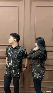 Baju Batik Couple Pasangan Motif Lemah Teles Kemeja Hem Batik Blouse Batik Lengan Panjang Kekinian