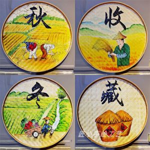 Hand-Painted Rural Revitalization Wall Decorative Artwork Basket Picture Retro Cultural Wall Material Unframed Flat Single Piece