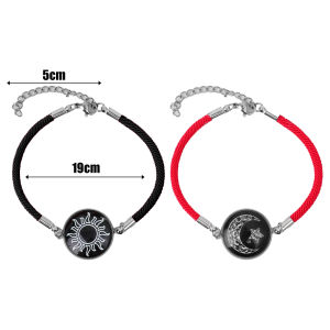 【♡Lovely girls house♡】2Pcs สร้อยข้อมือเชือกถักคู่แบบปรับได้สำหรับผู้ชายผู้หญิงกำไลคู่ปรับบุคลิกได้