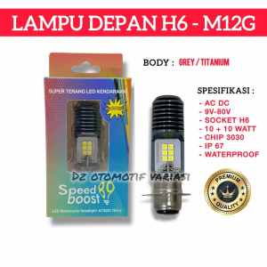 Lampu Led Utama H6 AC DC 2 Sisi 12 Mata 10 W Merk SPEEDBOOST89 M12G Nyala Putih Motor Bebek & Matic