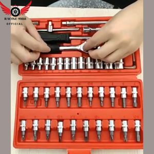 RC1988⚡ พร้อมส่ง💯 ชุดเครื่องมือช่าง 46 ชิ้น 2 หุน ขนาด 1/4"  ชุดเครื่องมือซ่อมรถ ชุดประแจ ชุดประแจบล็อก  46 ชิ้น  เครื่องมือช่าง
