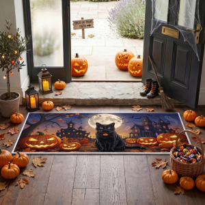 VIKAMA Halloween Ghost Print Runner Rug Non Slip Absorbent Long Doormat Entrance Floor Mat Home Festival Decor