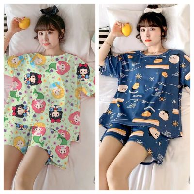 <40kg-70kg> Đồ bộ đùi nữ mặc nhà dễ thương hoạt hình bigsize cao cấp tay cộc quần cộc mùa hè chất thun lạnh siêu thoáng mát