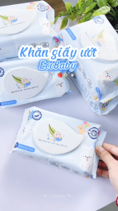 GÓI LẺ - Khăn Giấy Ướt Ecobaby Không Mùi Không Cồn Không Paraben - Gói 80 Tờ Khăn Ướt Dành Cho Bé
