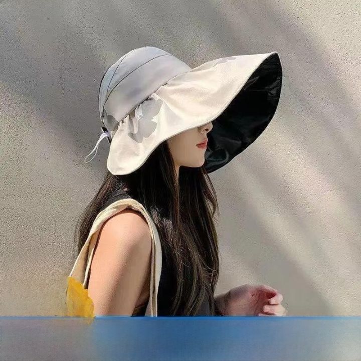 Womens%20Summer%20Sun%20Protection%20Hat%20Foldable%20Shell%20Cap%20Black%20Glue%20Empty%20Top%20Anti-UV%20Hairband%20Face%20Covering%20Spring%20Season%20-%20Image%207
