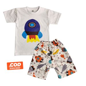 KAYLA KIDS - BAJU SETELAN ANAK LAKI LAKI PEREMPUAN MOTIF ROKET USIA 1-10 TAHUN