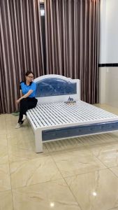 Giường sắt khung hộp 5x10 cao cấp kích thước 1m2-1m4-1m6-1m8 dài 2m - Bảo hành 2 năm - (hình thật)