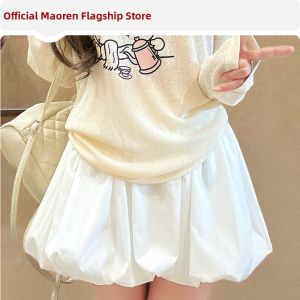 MiiOW | White Pouf Skinny High Waist A-line Short Skirt-pants
