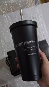 Straw Tumbler Stainless Steel Thermos Custom Customize Design Botol Nama Hadiah Laser Engrave Ukir