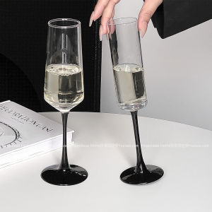Elegant European Style Crystal Glass Champagne Cup Red Rod High Foot Wine Glass Pair Bubble Wine Cup Home Use Premium Feeling
