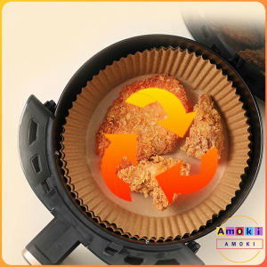 Amoki 50 PCS Air Fryer Paper Liner Disposable Air Fryer Sheet Oil-proof Parchment Paper Non-Stick