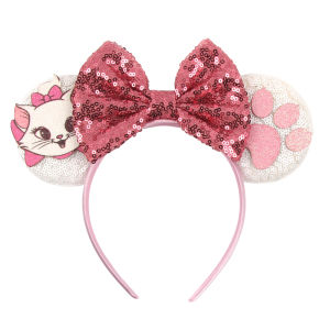 Kawaii Disney Marie Cat Headband Sequined 5"Bow Headband Adult Children Birthday Party Hair Accessories Cosplay Hair Accessories