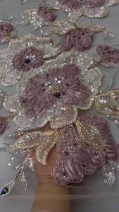 African Lace Fabric 2026 High Quality New Nigerian 3D Flower Tulle Lace Fabric for Party Dress AT2807