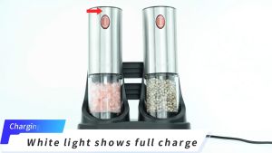 เครื่องบดเกลือ เครื่องบดพริกไทยไฟฟ้า เครื่องบด ความจุใหญ่ พร้อมไฟในตัว แข็งแรงทนทาน ชาร์จผ่านUSB  ปรับระดับความหยาบ อุปกรณ์เครื่องครัว Electric Salt and Pepper Grinders Set
