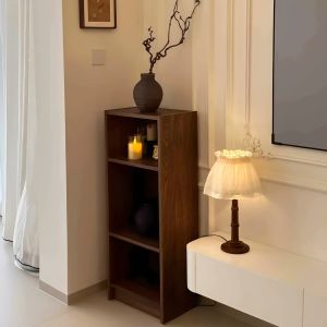 Retro TV Stand Bookcase Narrow Space Saving Storage Cabinet Flat Panel Eco Board Home Office Library Exhibition Self Assembly