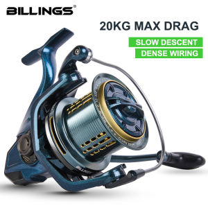 BILLINGS Spinning Reel 20KG Max Drag Saltwater Spinning Fishing Reel Stainless Steel Spindle CNC Aluminum Spool with Braid-Ready