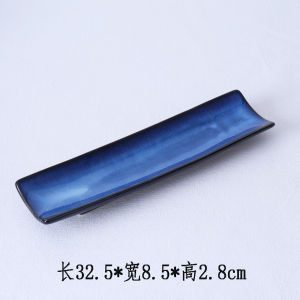 Japanese Style Ceramic Creative Sushi Dessert Plate Long Rectangle Grid Design Boat Shape Dinner Plate Simple Pure Color Dishware