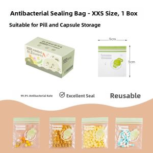 Portable Antibacterial Medicine Bag Travel Self-Sealing Tablet Container Food Grade Drug Organizer Personal Health Care