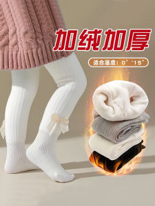 Winter Children Toddler Fleece-lined Thick Pantyhose K-style Girl Heattech Leggings Baby New Arrival Bows Pants