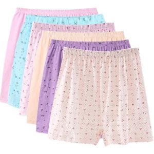 Middle-Aged and Elderly Women Pure Cotton High Waist Ladieswear Boxer Briefs Milk Womens Cotton plus Size Loose Pure Color Boxer