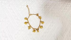 Bandai | Gold Plating Anime Cartoon Creature Charm Bracelet Cute Pikachu Character Pendant Adjustable Chain Bracelet Kawaii Cartoon Gift