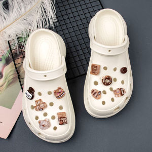 10Pcs Crocs Jibbitz Charms Shoes DIY Accessories Ins Pop Glitter Bear Laser Chocolate Doughnut Bread Decoration Detachable Clogs Buckle for Crocs