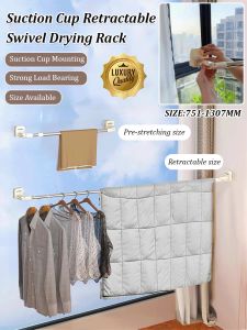 Retractable nopunch slipper rack rotating towel drying rod