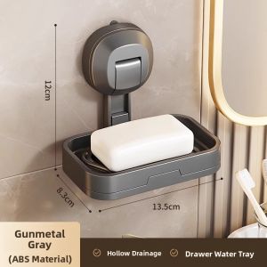Suction Soap Box Wall Mounted Bathroom Storage Drain Rack High End Household Bathroom Wall Storage Drainage Shelf