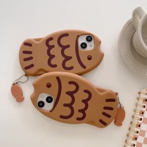 EOENKK | Japan Style 3D Taiyaki Phone Case For iPhone 17 Pro 18 17 16 15 14 13 12 Pro Max Air iPhone 11 Soft Silicone Cute Cartoon Cover