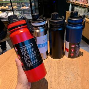 Hot and Cold 304 stainless steel flask 600ml/800ml/1000ml Water Bottle Tumbler Travel Outdoor sports bottle Vacuum Drinking Water Bottle Double Wall Stainless Steel Vacuum Tumbler Flask Portable Drinking
