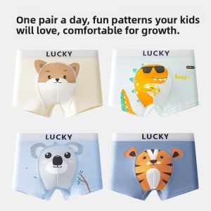 miiow | Pure Cotton Breathable Childrens Underwear Catman Boys Boxer Shorts Flat Angle Four Corner Pants Comfortable For Kids And Babies