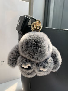 Adorable Mini Rabbit Fur Keychain Plush Bag Charm Car Decoration Cute Otter Rabbit Fur Pendent Fashionable Bag Accessory