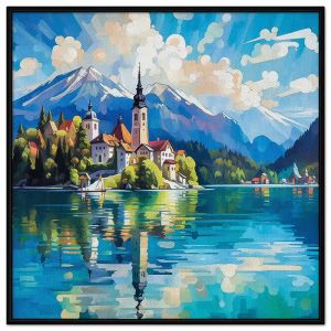 Tranh phong cảnh làng quê Châu Âu. Tranh treo tường dán tường Canvas. CGI-211