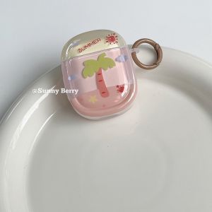 Summer  Coconut Tree Pattern Cute AirPods pro 2/AirPods 3 Protective Soft Silicone Case for  Bluetooth Headphone Shell