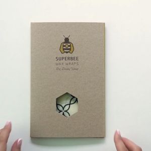 SuperBee Beeswax Food Wrap XXL - ผ้าเคลือบไขผึ้งห่ออาหาร ห่อขนมปัง รักษ์โลก ขนาด XXL 40 x 50 ซม. จำนวน 1 ชิ้น ใช้ซ้ำ 2 ปี ทำความสะอาดได้