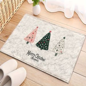 VIKAMA Cây Giáng Sinh Thảm Chùi Chân Chống Trơn Trượt Có Thể Giặt Bằng Máy Polyester Lối Vào Thảm Cho Phòng Ngủ Phòng Khách Cửa Trước Trang Trí Nhà