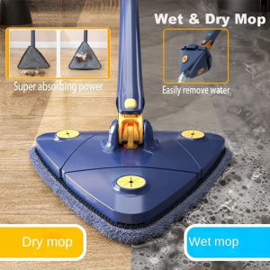 BUY 1 TAKE 1 360° Rotatable Mop with Extruder Free Hand Wash Lazy Mop for Floor Cleaning Wall Glass and Ceiling Sewage Separation Wet and Dry Self Washing Triangle Mop Rotatable Cleaning Mop Rotatable Triangle Mop Multi-Functional Telescopic Cleaning