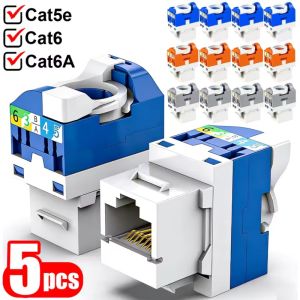 5Pcs Network Keystone Jack CAT5E CAT6 CAT6A Toolless LAN Insert Keystone Ethernet Module Punch-down Network Module