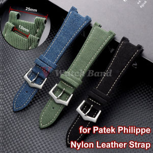 For Patek Philippe for Nautilus Series 5711 5712Men Women Bracelet Nylon Leather Strap Soft Vintage Denim Watchband 25mmx13mm