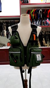 Rompi Pancing Lure Fishing Life Jacket Buoyancy Vest Army Green Slot Swimming Rescue Boating