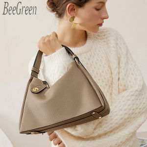 BeeGreen กระเป๋าแบบหนีบแขนหนังวัวคุณภาพสูง กระเป๋าถือสำหรับผู้หญิง กระเป๋าสะพายไหล่ธรรมดาหรูหราสายสะพาย ลำลอง กระเป๋า