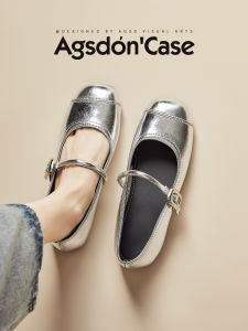 Agsdon | Silver Flat Shoes Single Mary Jane 2026 Summer