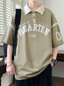 American Style Polo Shirt Short Sleeve Men Summer Trendy Brand New Color Block Collar Thin Loose Casual Top T-shirt