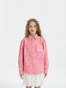 Cute 3D Bear Sweet Denim Long Sleeve Childrens Coat