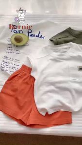 Bán rời_Áo thun ba lỗ tanktop ghi hoặc quần kaki linen mềm màu rêu cho bé trai từ 1 đến 7 tuổi BERNIE